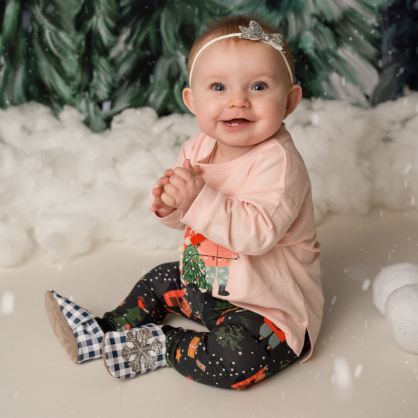 Snowflake Gingham/Silver Glitter
