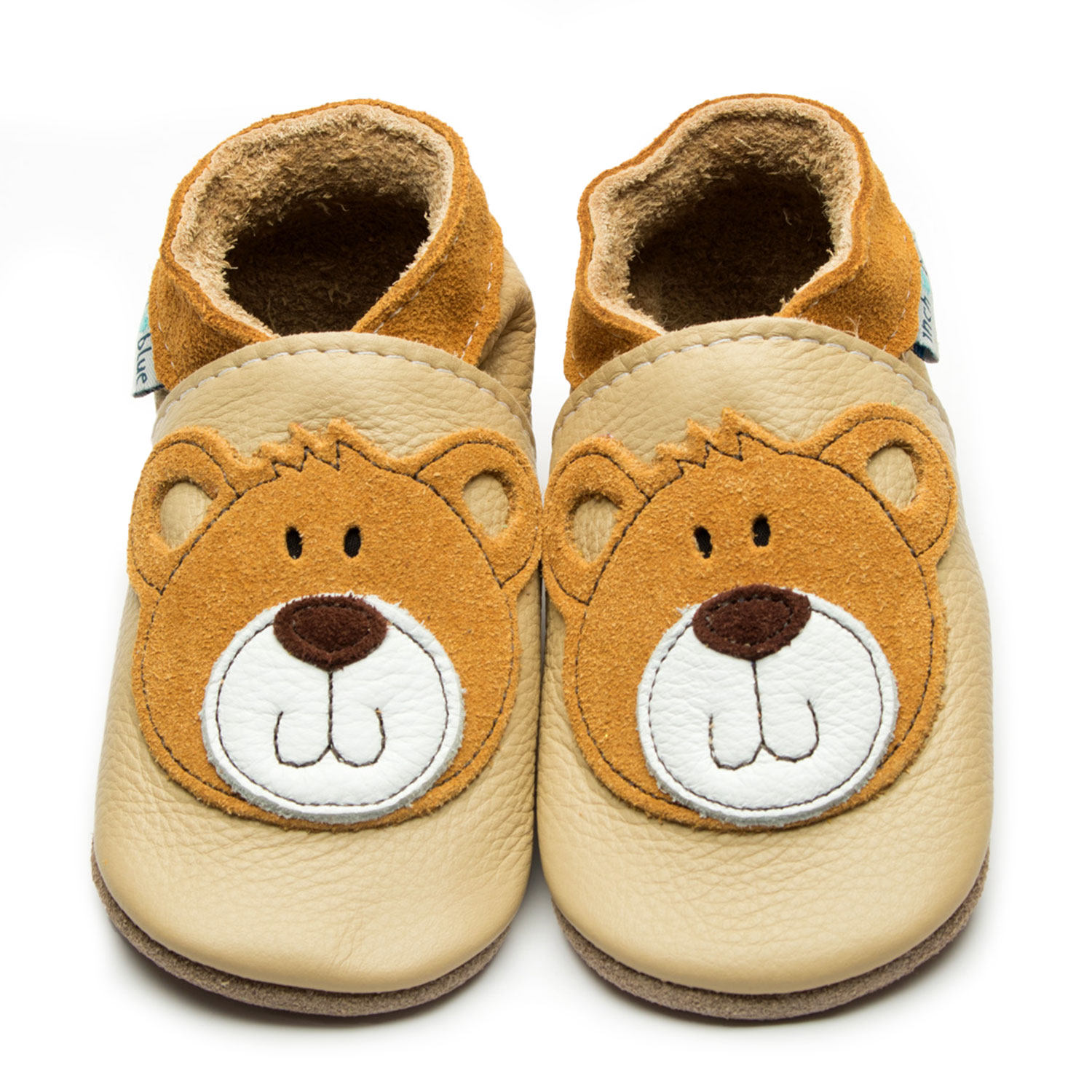Baby Booties | Teddy Cream | Personalise | Gift | Leather | Inch Blue