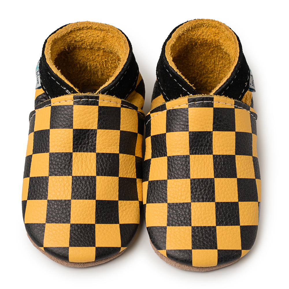 Inch Blue Chequers Yellow/Black, barefoot shoe