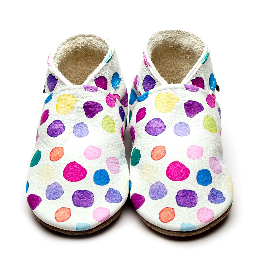 Baby & Toddler First Shoes | Leather | Dot| Colourful | Inch Blue