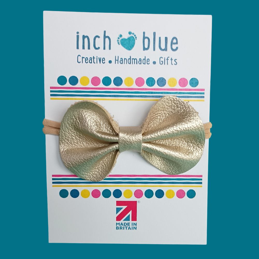 Inch Blue Hair Bow Gold, barefoot shoe