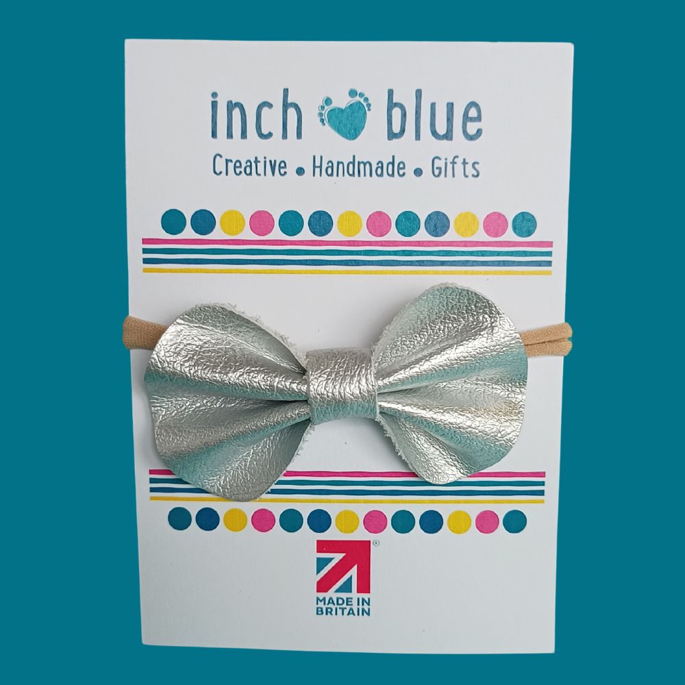 Inch Blue Hair Bow Silver, barefoot shoe