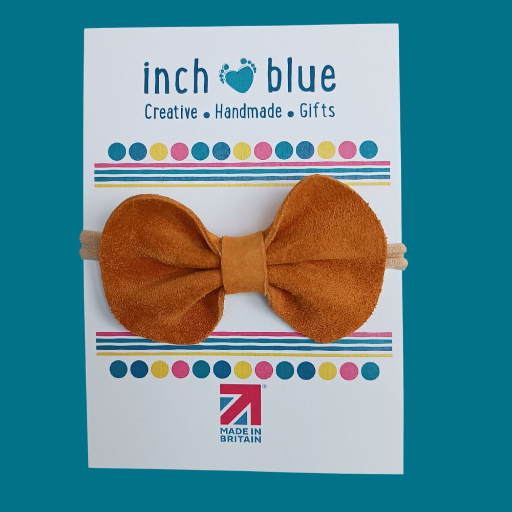 Inch Blue Hair Bow Tangerine Suede, barefoot shoe