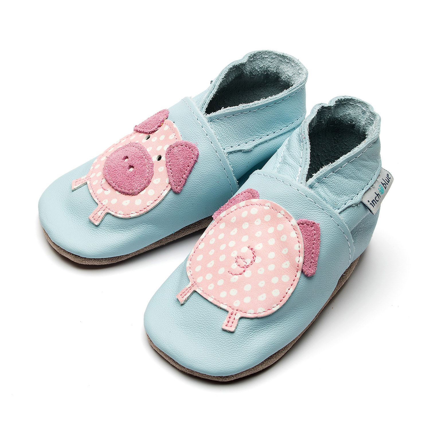Baby leather shoes Pig Farmyard Baby Blue Boy & Girl Soft