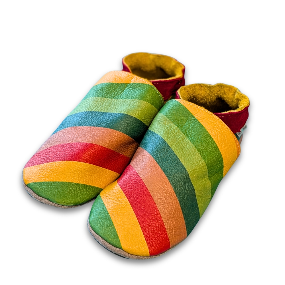 Inch Blue Grown Ups Rainbow Stripes, barefoot shoe