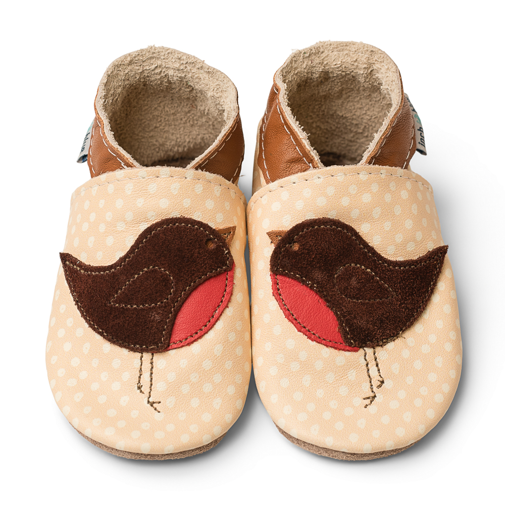 Inch Blue Robin Cream Dots, barefoot foot-care