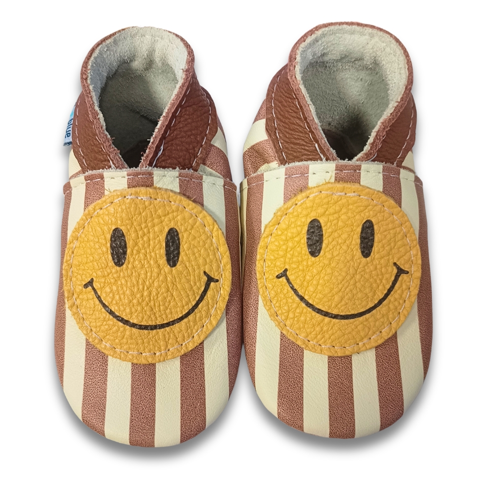 Inch Blue Smiley Brown Stripe, barefoot shoe