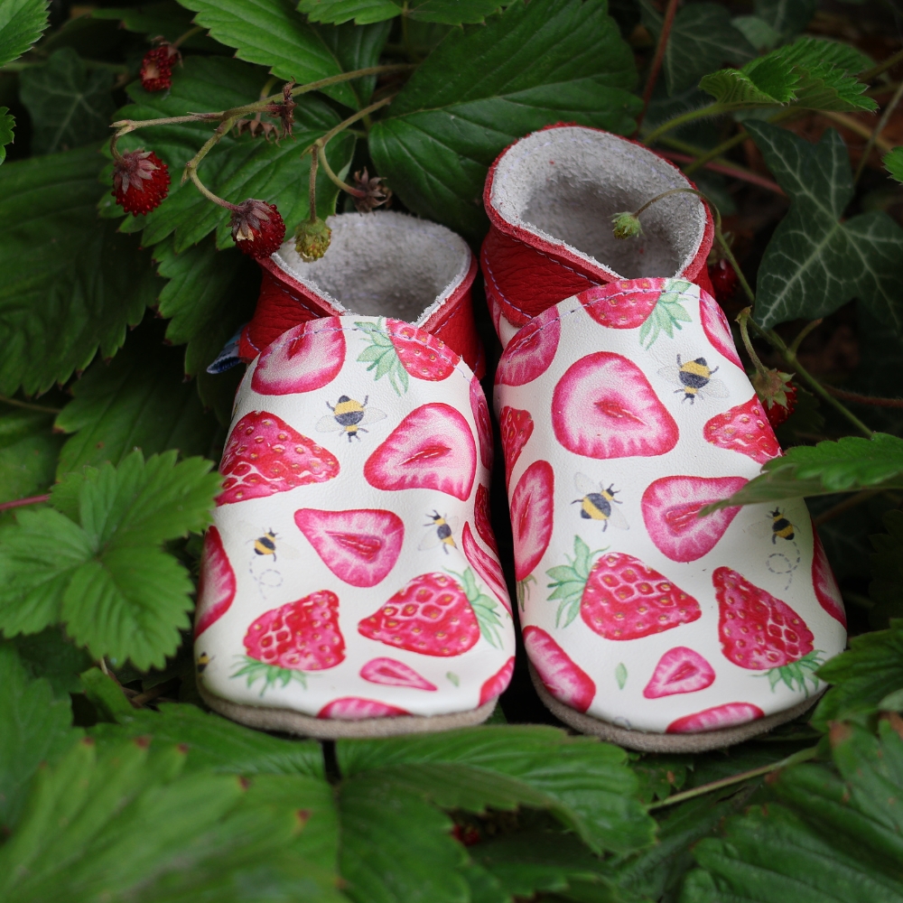 Inch Blue Strawberry Bees by Elena O'Neill, barefoot shoe