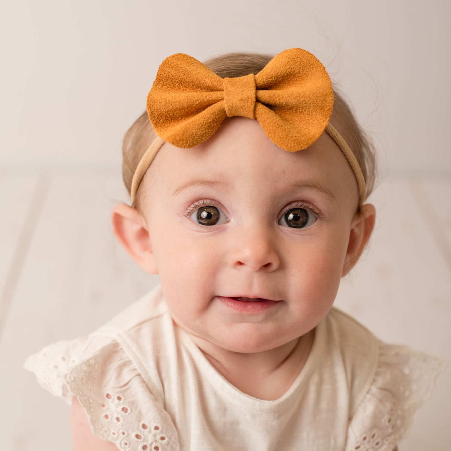 Inch Blue Hair Bow Tan Suede photo 2