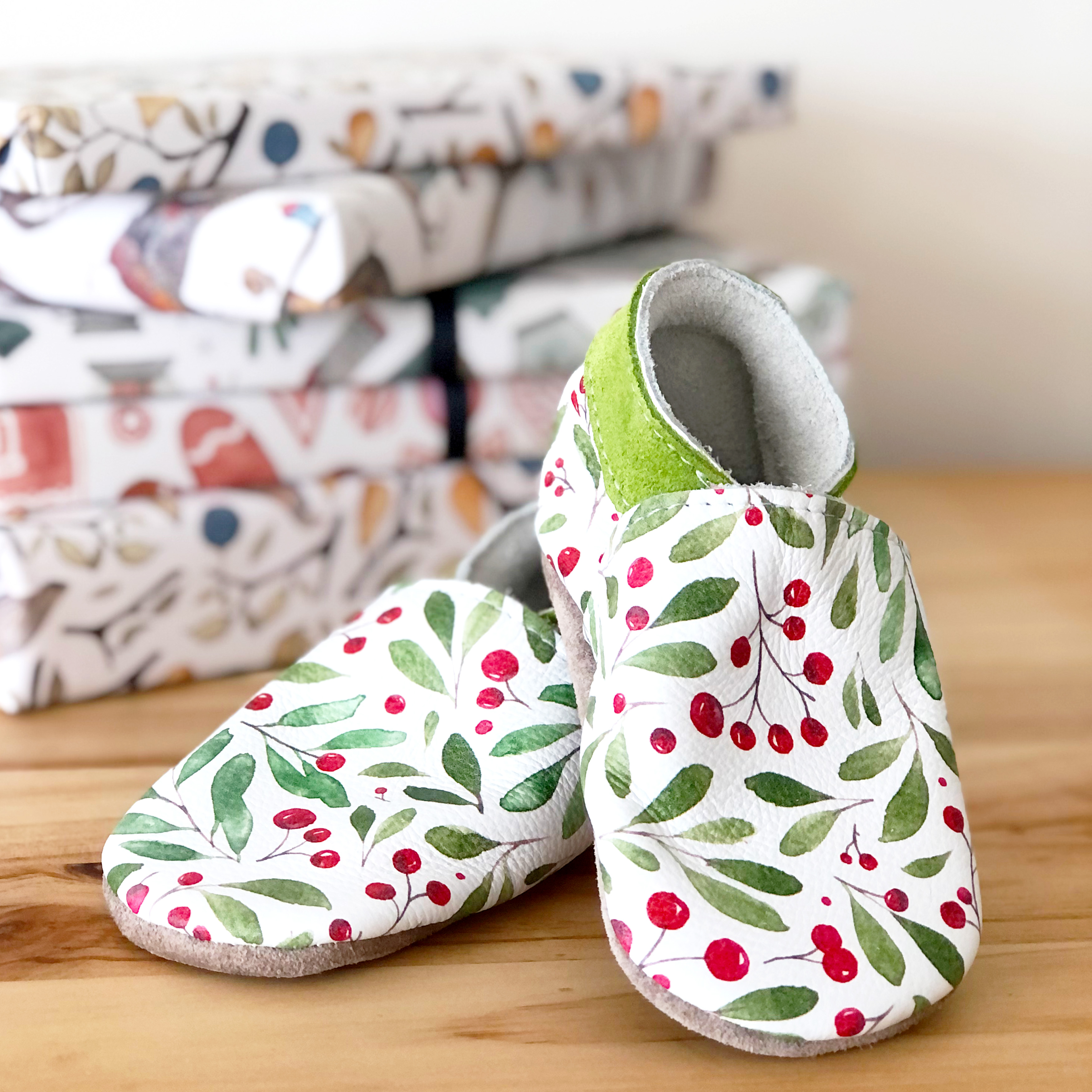 Inch Blue Christmas Floral by Elena O'Neill, barefoot shoe